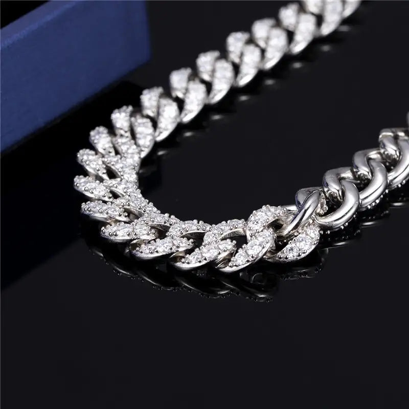 Ecogemma 10mm Moissanite Cuban Link Chain Necklace