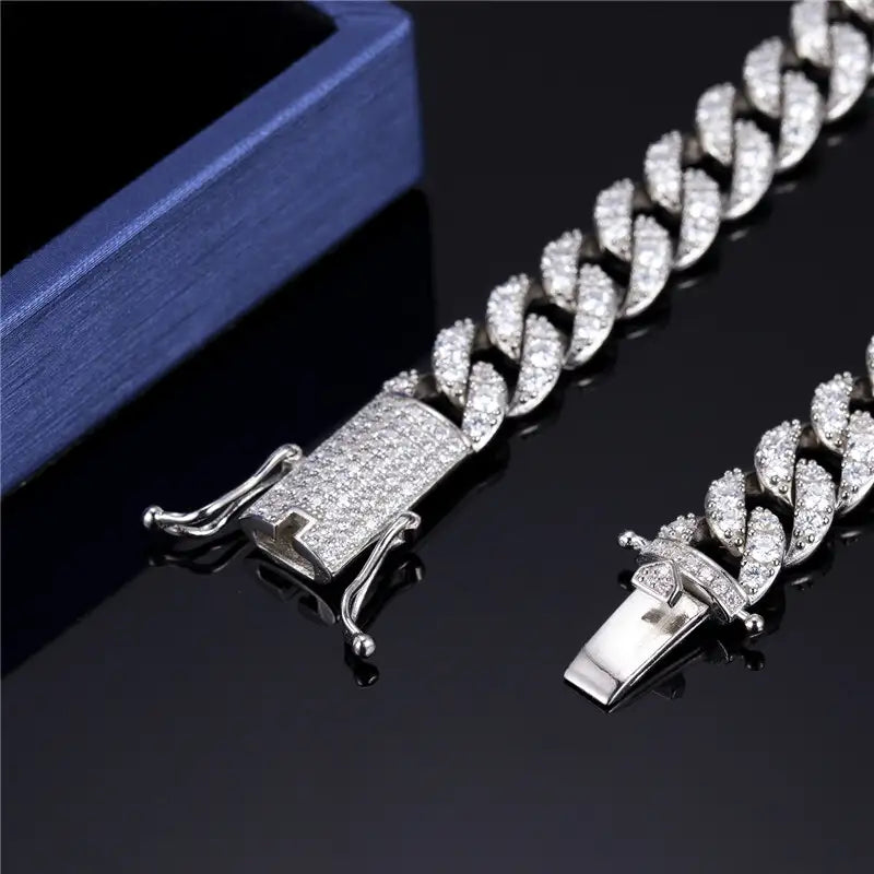 Ecogemma 10mm Moissanite Cuban Link Chain Necklace