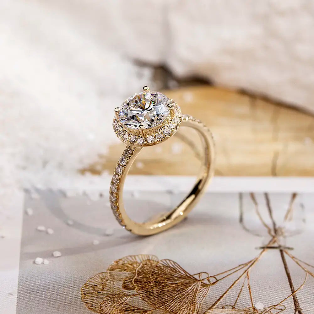 Eco-1701 | 18K White Gold 1.00CT Round-Cut Lab-Grown Diamond Halo Ring