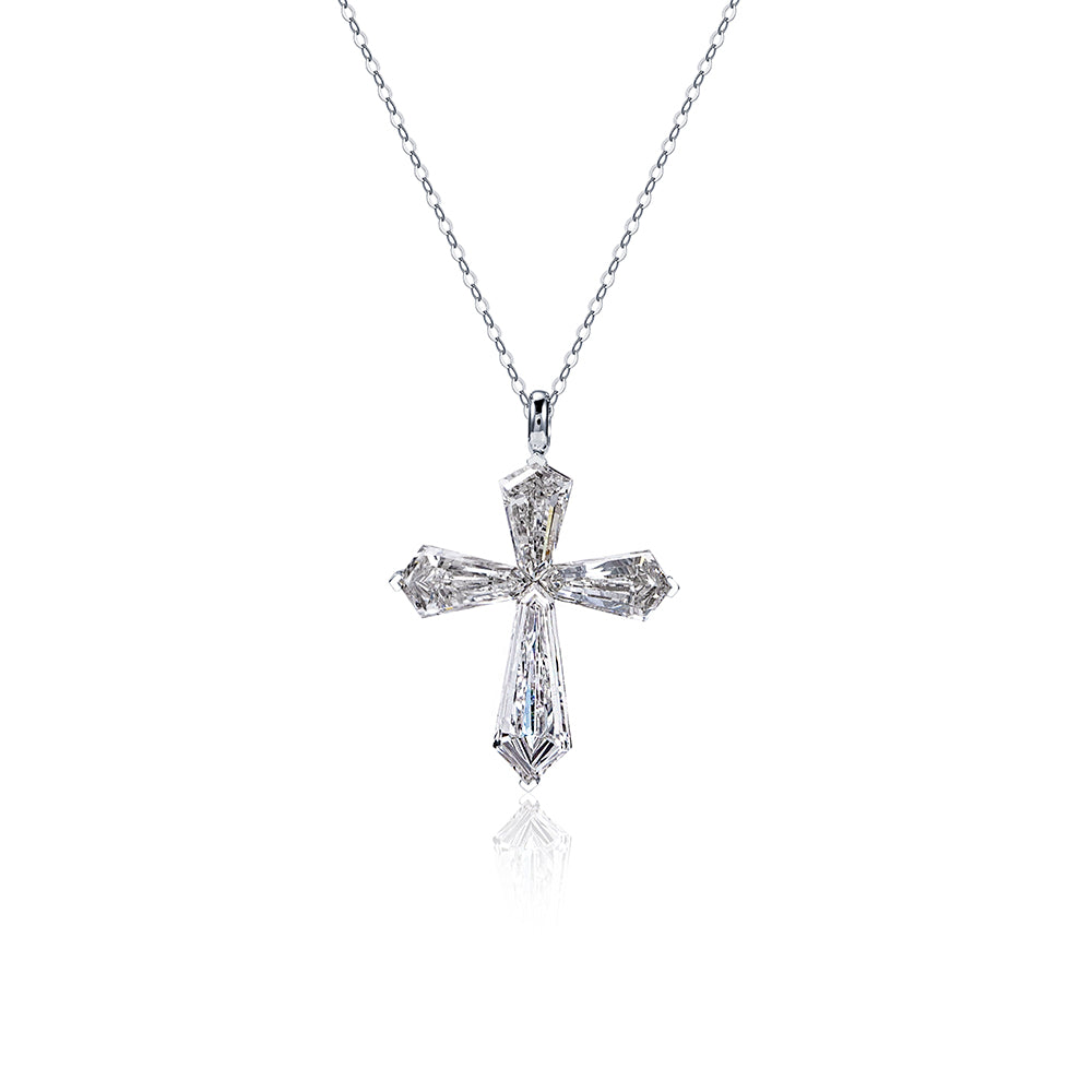 Econ-907 "Grace in Geometry" Lab-Grown Diamond Cross Pendant Necklace