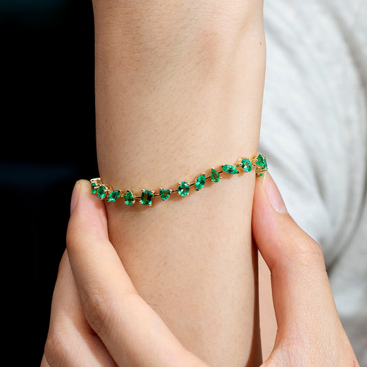 Ecob-625 | Jardin Éternel Lab Emerald Bracelet in 18K Gold