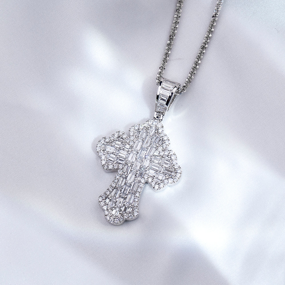 Econ-910 "Celestial Structure" Lab-Grown Diamond Cross Pendant Necklace