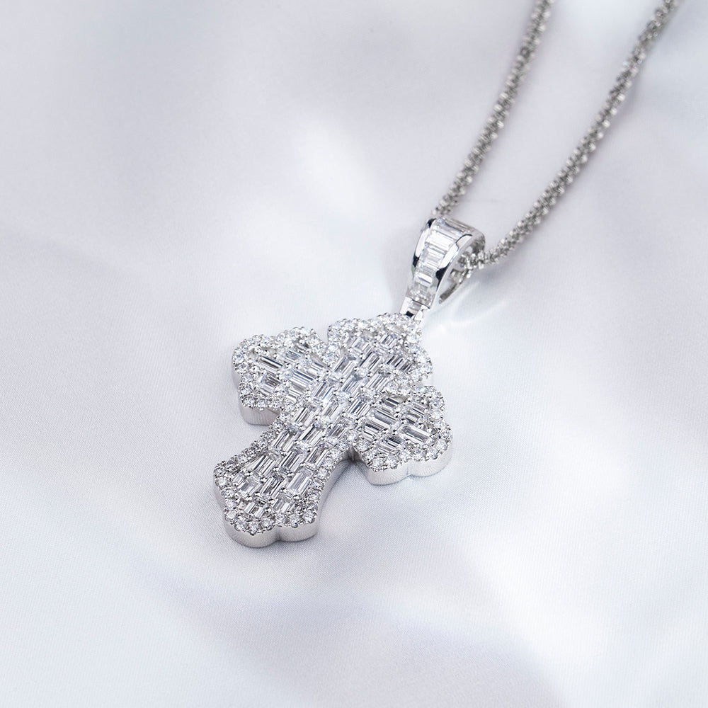 Econ-910 "Celestial Structure" Lab-Grown Diamond Cross Pendant Necklace