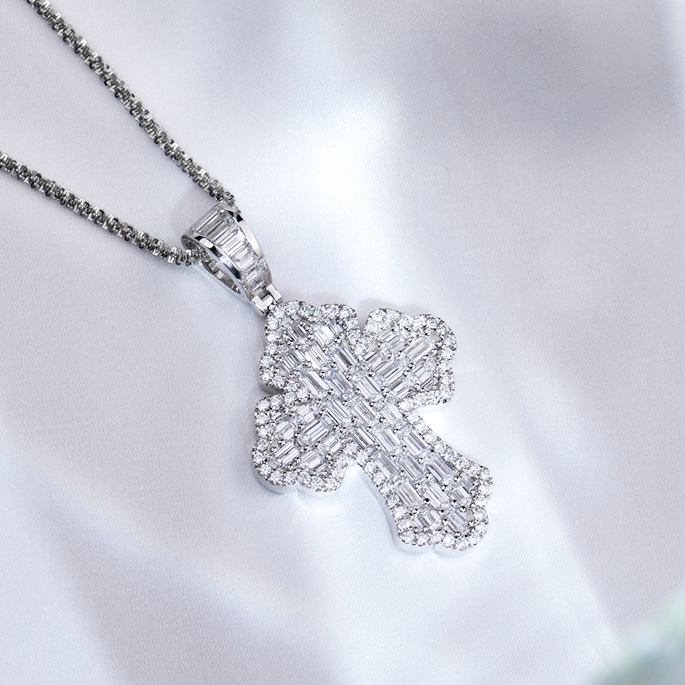 Econ-910 "Celestial Structure" Lab-Grown Diamond Cross Pendant Necklace