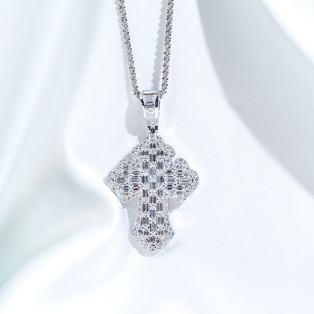Econ-910 "Celestial Structure" Lab-Grown Diamond Cross Pendant Necklace