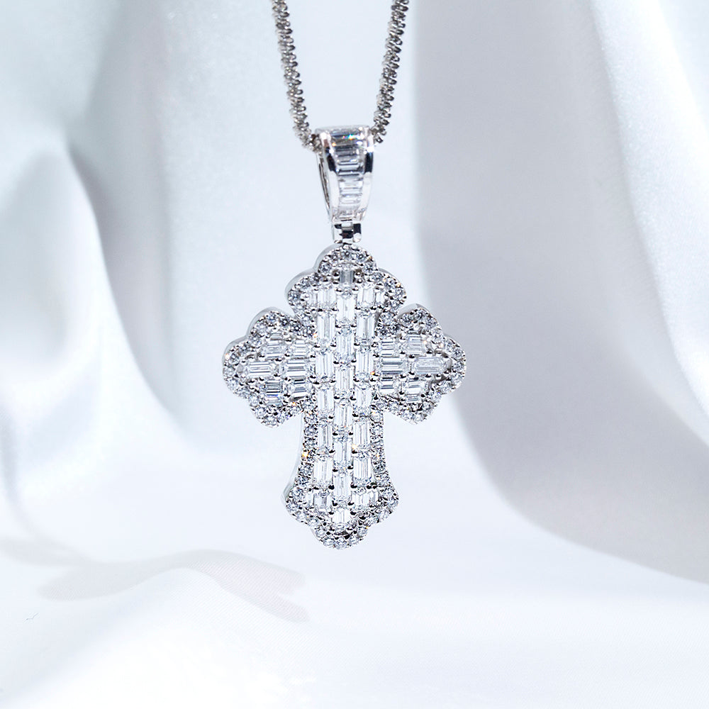 Econ-910 "Celestial Structure" Lab-Grown Diamond Cross Pendant Necklace
