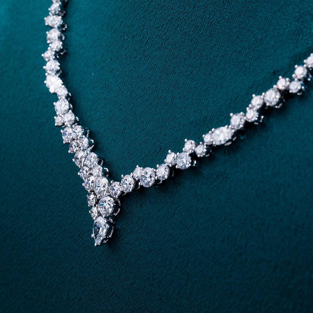 Econ-914 "Cascade of Grace" Lab-Grown Diamond Statement Necklace