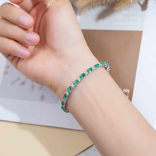 Ecob-627 | Emerald Reverie Halo Bracelet in 18K Gold