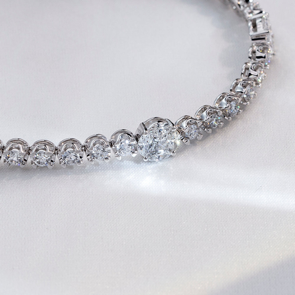 Ecob-634: Celestial Radiance – Lab-Grown Diamond Tennis Bracelet in 18K White Gold