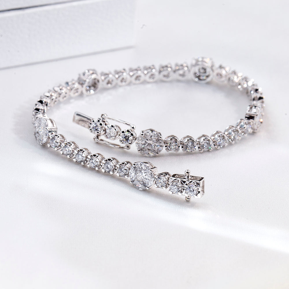 Ecob-634: Celestial Radiance – Lab-Grown Diamond Tennis Bracelet in 18K White Gold