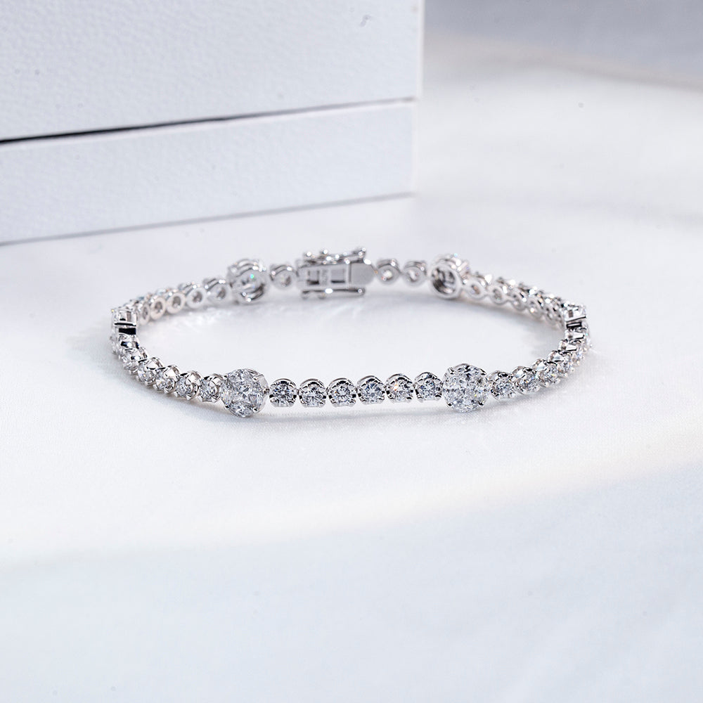 Ecob-634: Celestial Radiance – Lab-Grown Diamond Tennis Bracelet in 18K White Gold