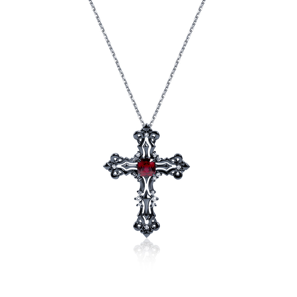 Econ-896 — The Crimson Creed Lab Ruby Cross Pendant