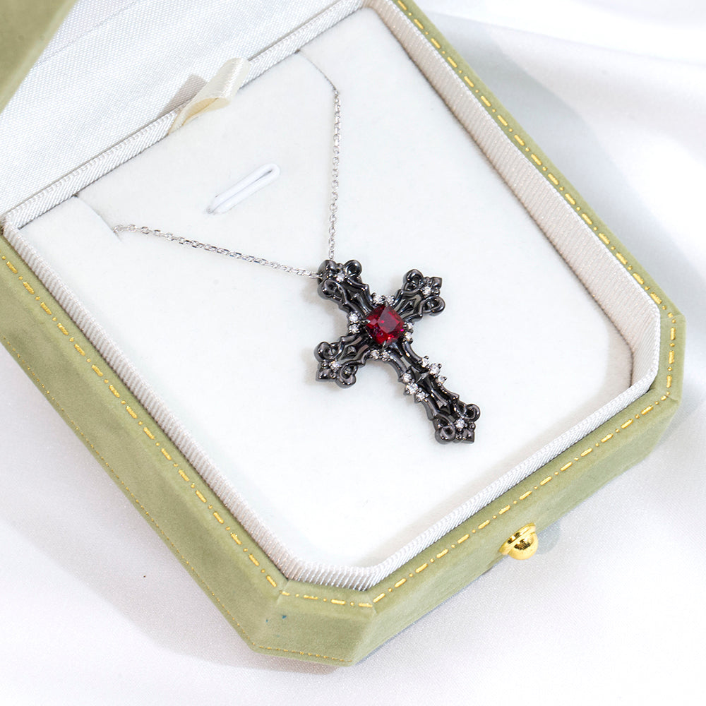 Econ-896 — The Crimson Creed Lab Ruby Cross Pendant