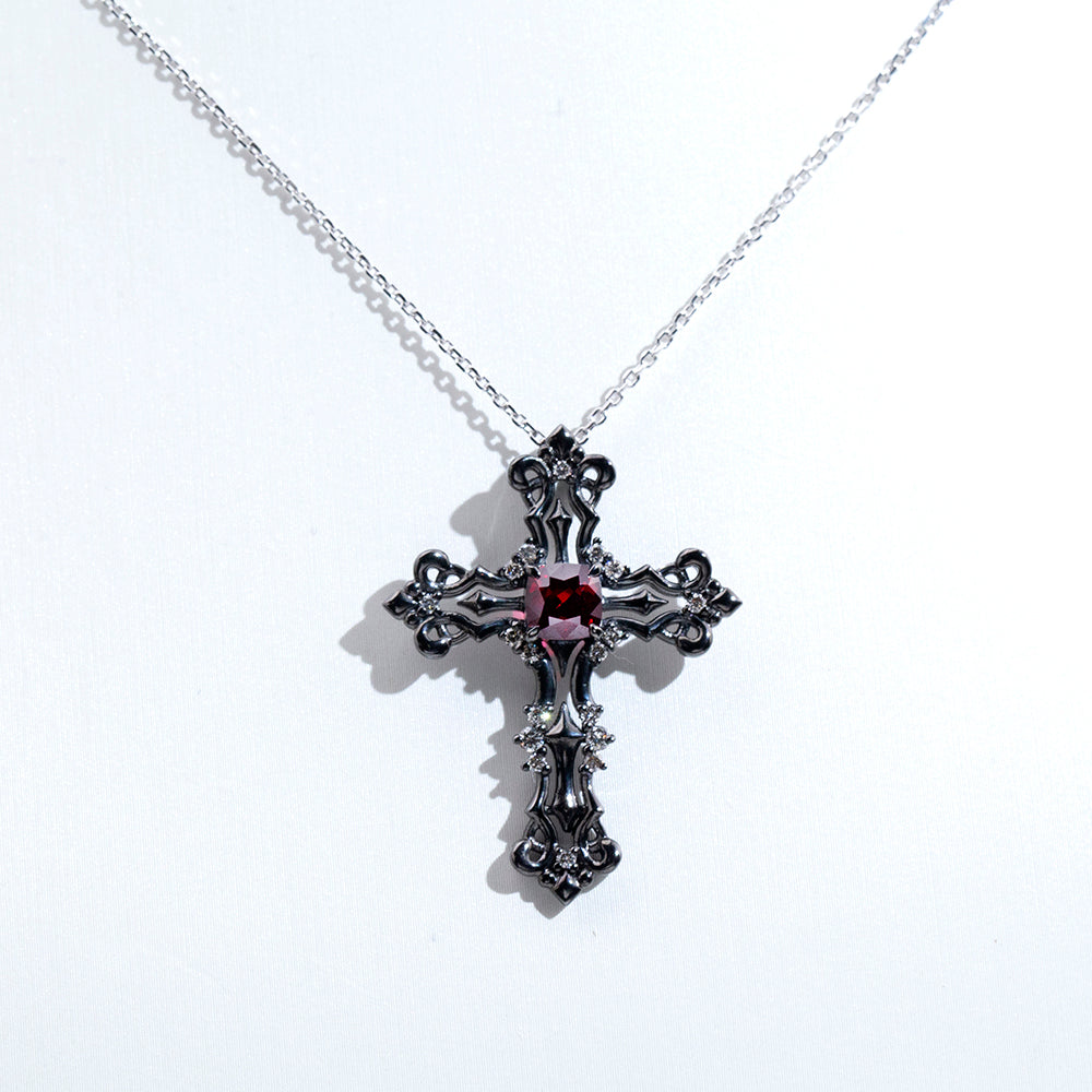 Econ-896 — The Crimson Creed Lab Ruby Cross Pendant