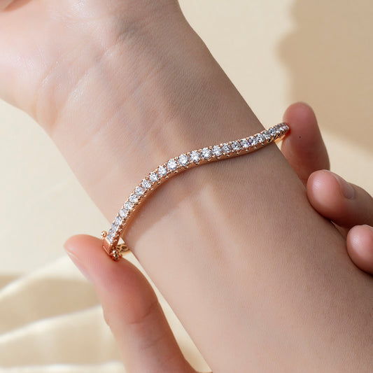 Ecob-633: The Wave of Light – Lab-Grown Diamond Bracelet in 18K Rose Gold