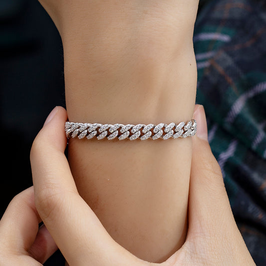 Ecob-624 | Bravura Cuban Lab Diamond Link Bracelet in 18K Gold