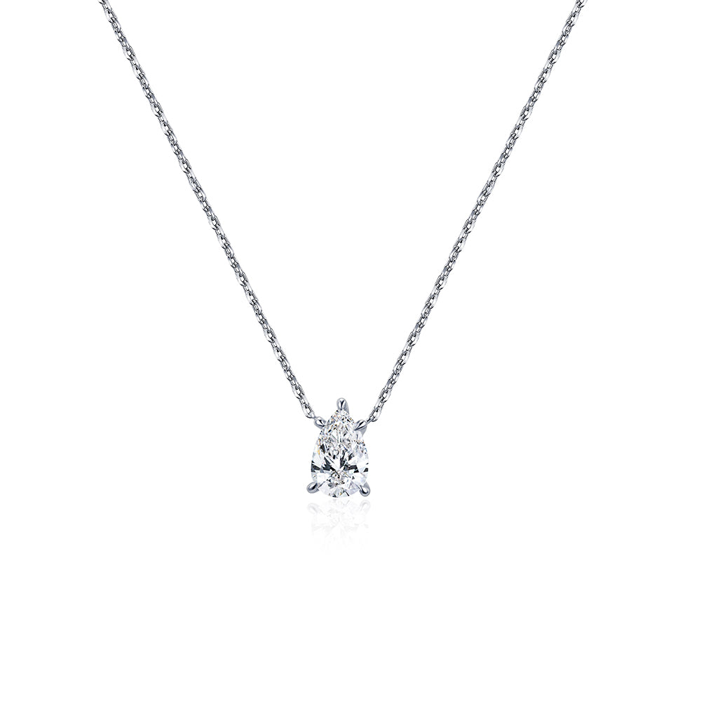 Econ-904 "Solitaire Radiance" Oval-Cut Lab-Grown Gemstone Pendant Necklace