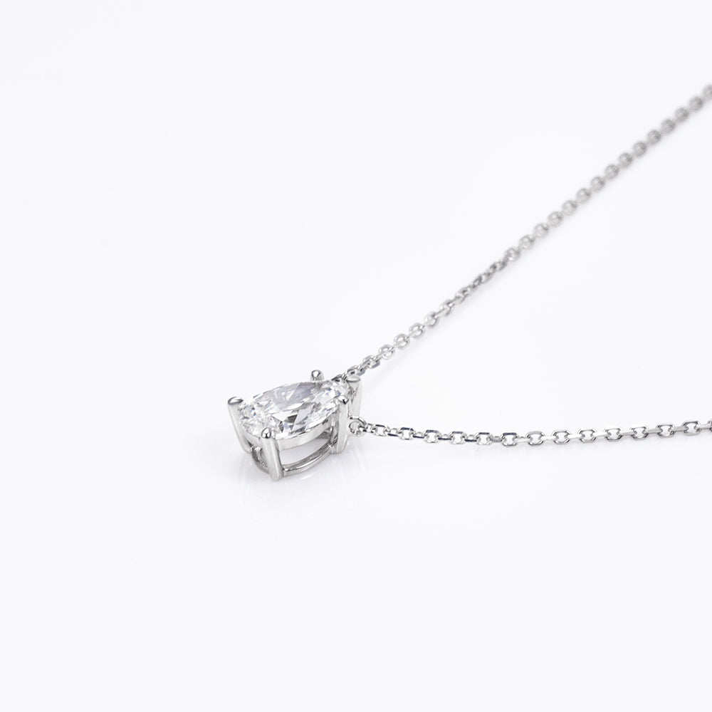 Econ-904 "Solitaire Radiance" Oval-Cut Lab-Grown Gemstone Pendant Necklace
