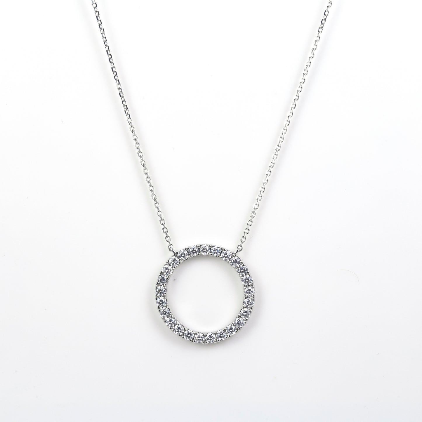 Econ-902 "Circle of Light" Lab-Grown Diamond Halo Pendant Necklace