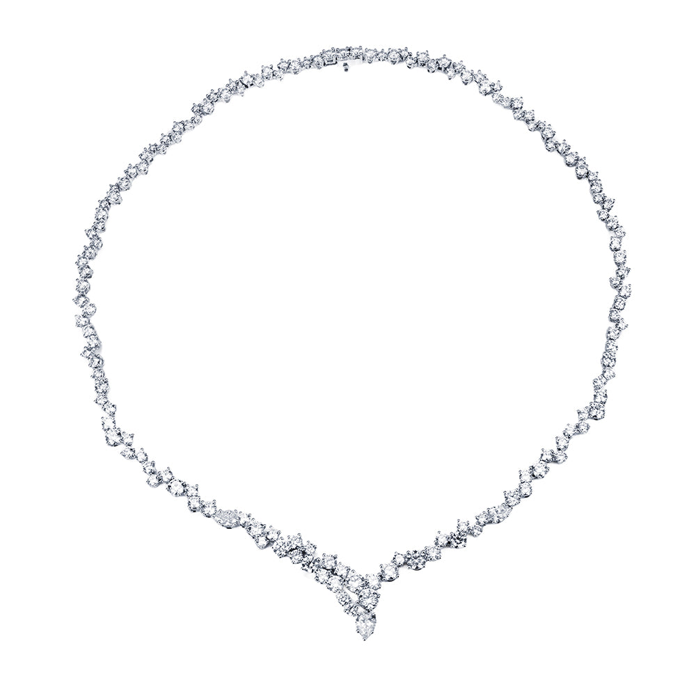 Econ-914 "Cascade of Grace" Lab-Grown Diamond Statement Necklace