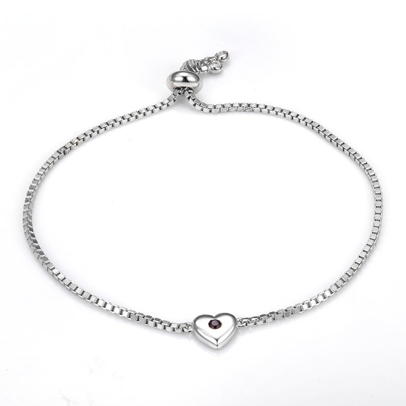 Ecob-554 "Pulse of Grace" Lab-Grown Ruby Heart Adjustable Bracelet