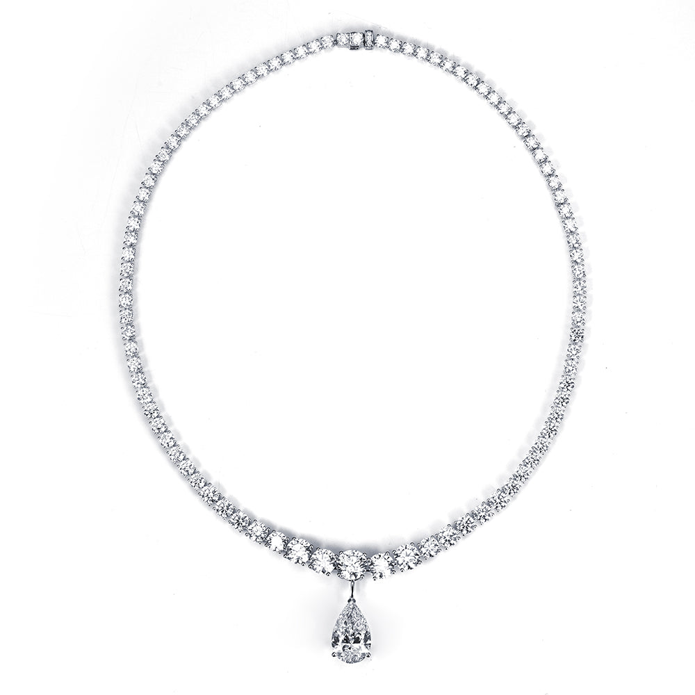 Econ-916 "Tear of Radiance" Lab-Grown Diamond Drop Necklace