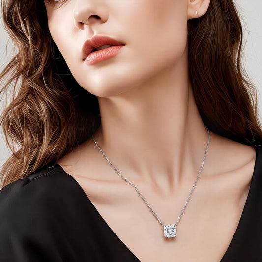 Econ-890 — The Quiet Flame Lab Diamond Cushion Pendant