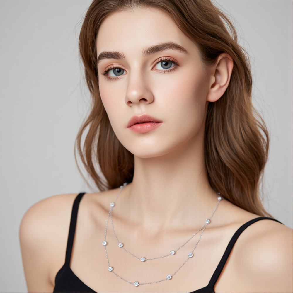 Econ-899 — The Celestial Drift Lab Diamond Station Necklace