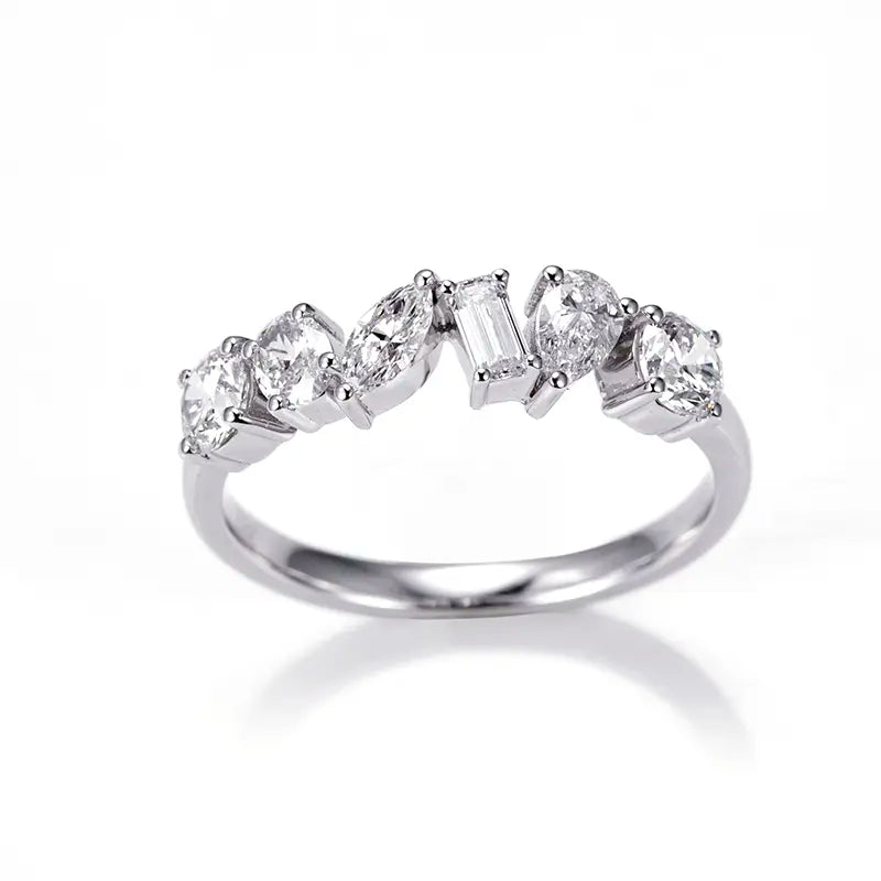 Eco-1302 | 18K White Gold Fancy-Shaped Lab Diamond Eternity Ring