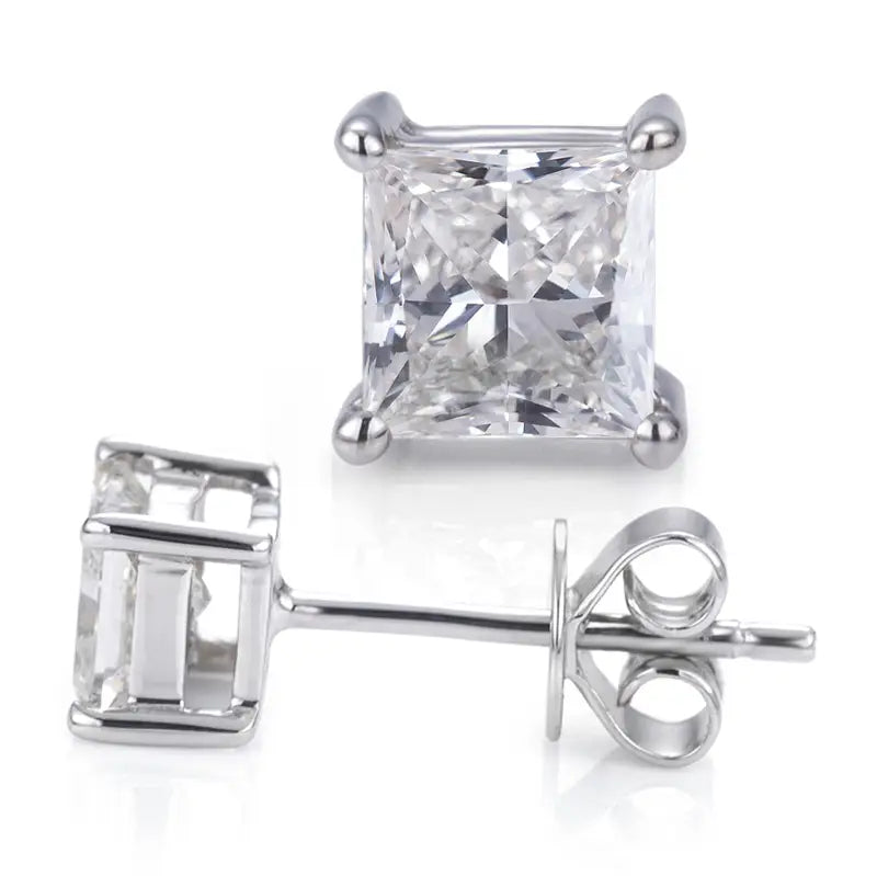 Ecoe-001 — The Silent Radiance Princess Cut Stud Earrings