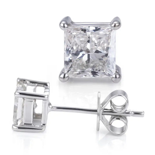 Ecoe-001 — The Silent Radiance Princess Cut Stud Earrings