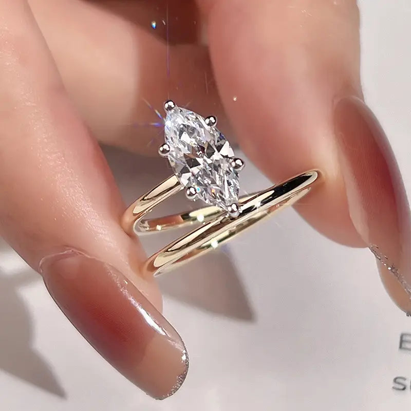 Eco-1139 | 14K Gold Open Bypass Ring with Lab-Grown Diamonds