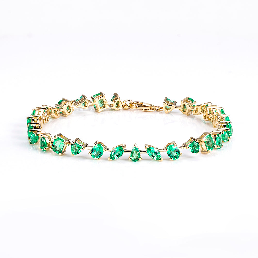 Ecob-625 | Jardin Éternel Lab Emerald Bracelet in 18K Gold
