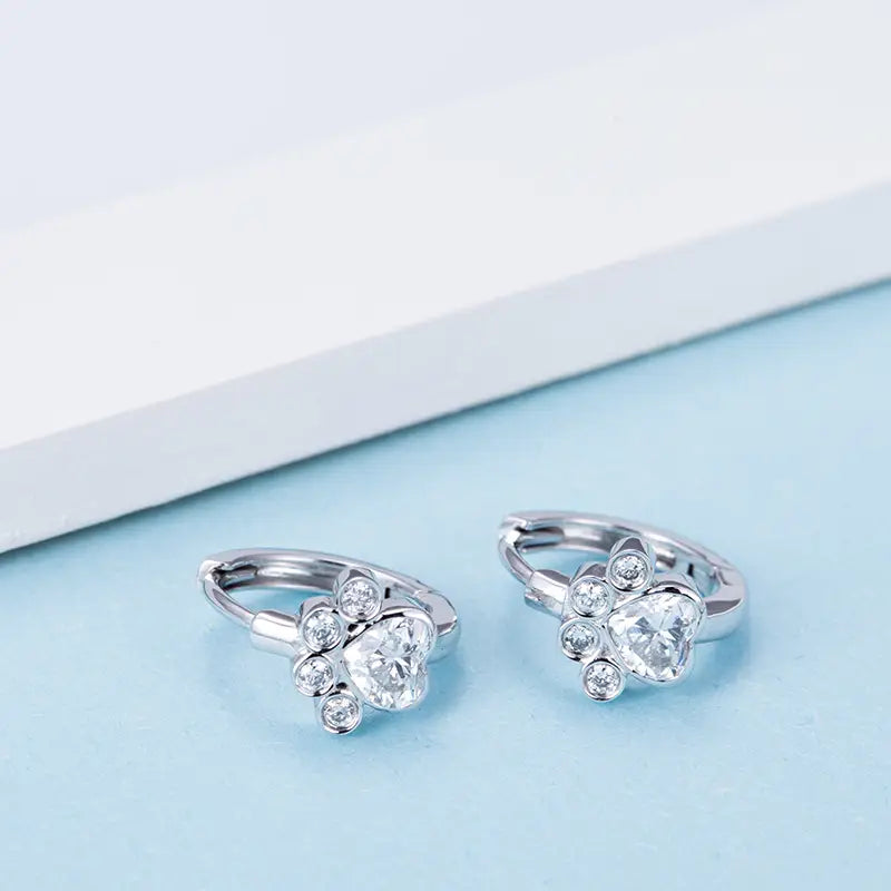 Ecoe-003 — Whisper of Grace Floral & Paw Diamond Earrings