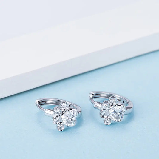 Ecoe-003 — Whisper of Grace Floral & Paw Diamond Earrings