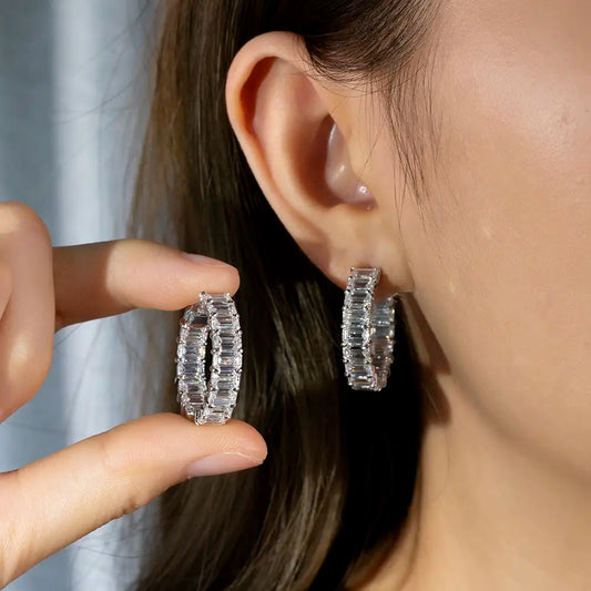 Ecoe-002 — The Eternal Flame Baguette Hoop Earrings