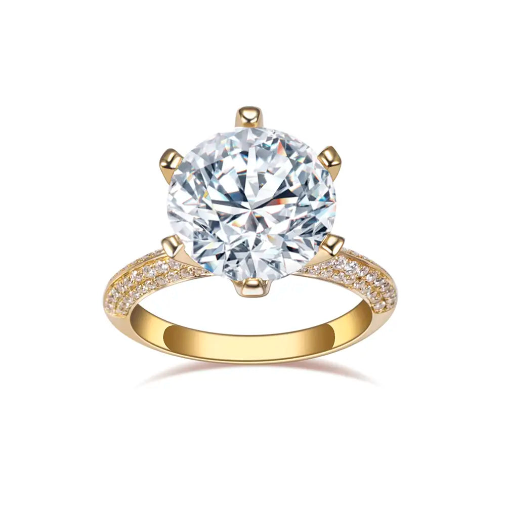 Eco-1665 | 18K White Gold 5CT Round Lab-Grown Diamond Ring