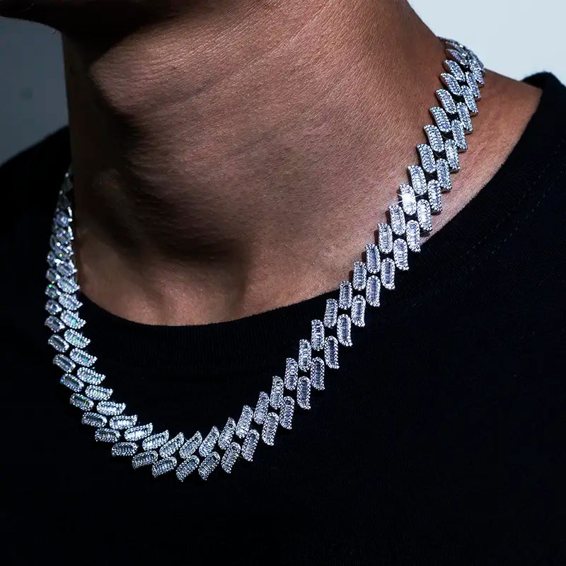 Ecogemma Ecoc-001: Ice-Out Moissanite Cuban Link Bracelet in Custom Precious Metals