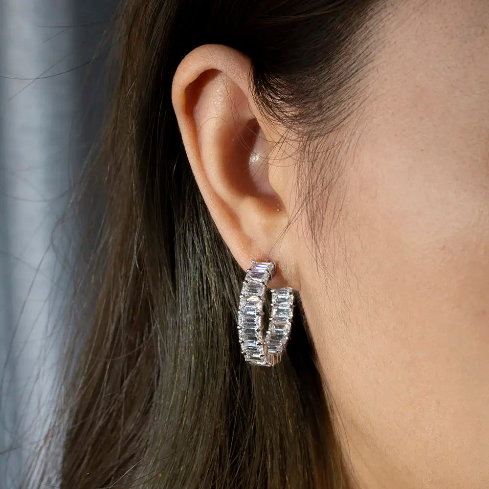 Ecoe-002 — The Eternal Flame Baguette Hoop Earrings