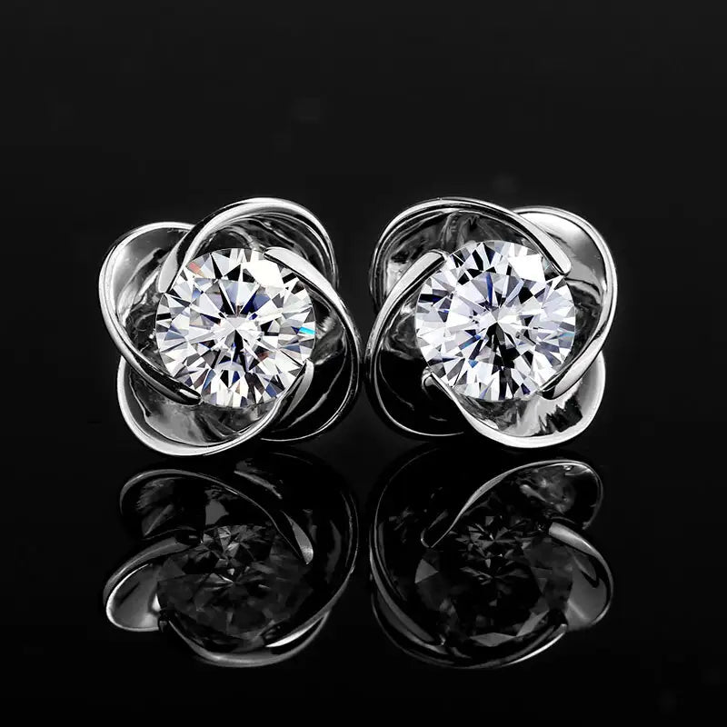 Ecoe-008 — The Blooming Radiance Lab Diamond Stud Earrings