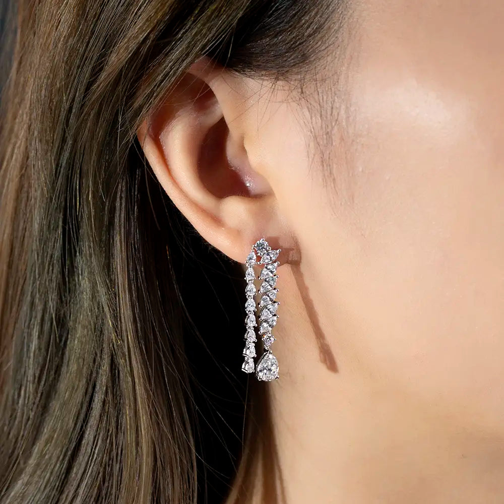 Ecoe-784 — The Cascade of Grace Lab Diamond Drop Earrings