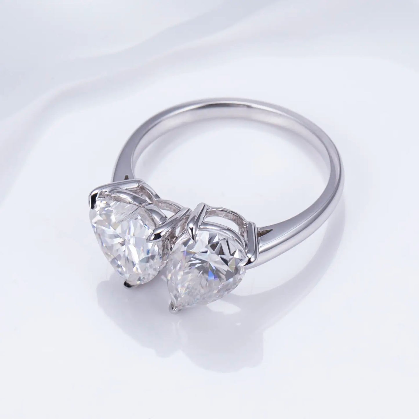 Eco-1352 Two-Stone Lab-Grown Diamond Ring in 14K White Gold