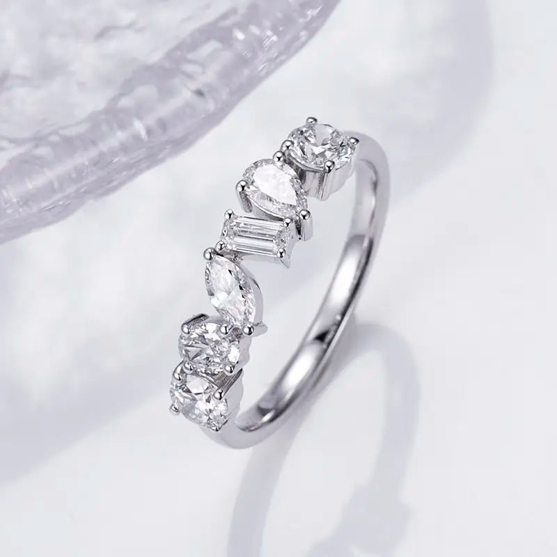 Eco-1302 | 18K White Gold Fancy-Shaped Lab Diamond Eternity Ring