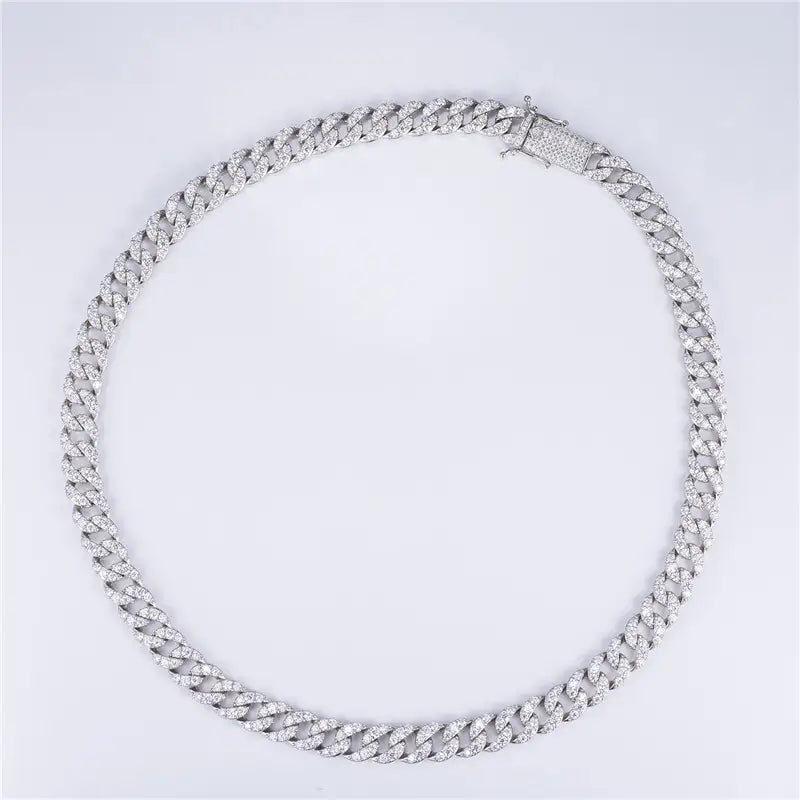 Ecogemma 10mm Moissanite Cuban Link Chain Necklace