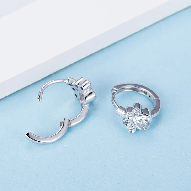 Ecoe-003 — Whisper of Grace Floral & Paw Diamond Earrings