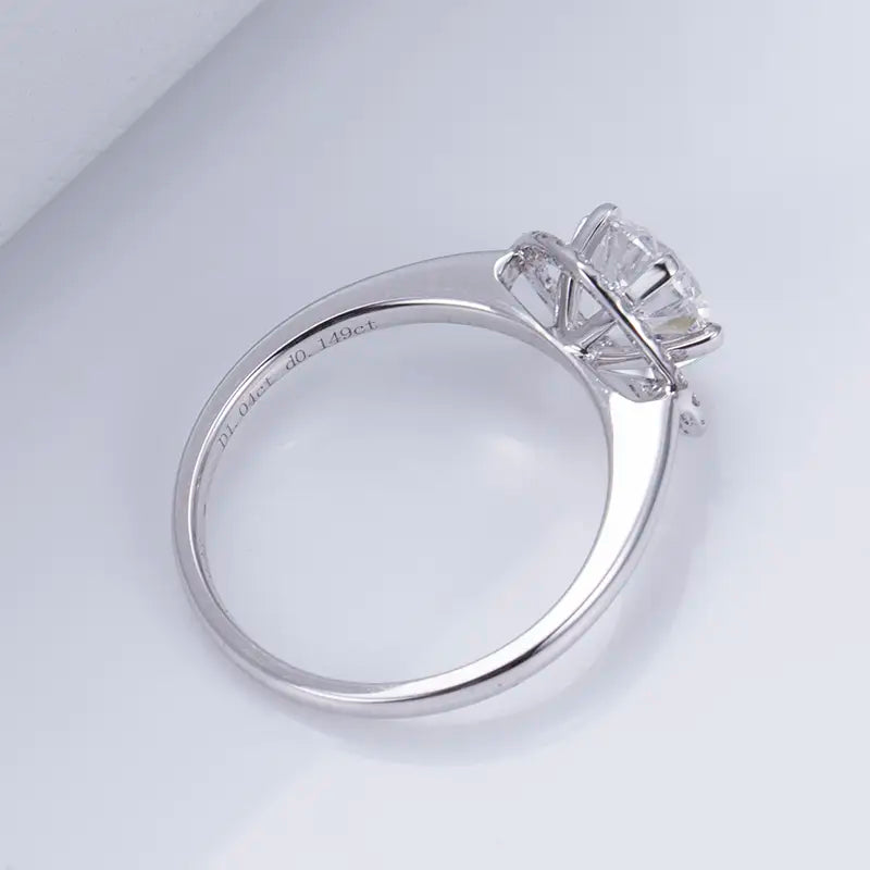Eco-1108 “Heart For Love” 1CT D VS1 Lab-Grown Diamond Ring in 18K White Gold