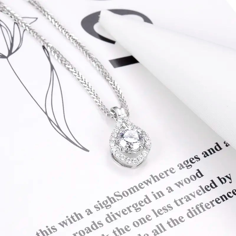 Econ-612 — The Tear of Light Lab Diamond Halo Pendant