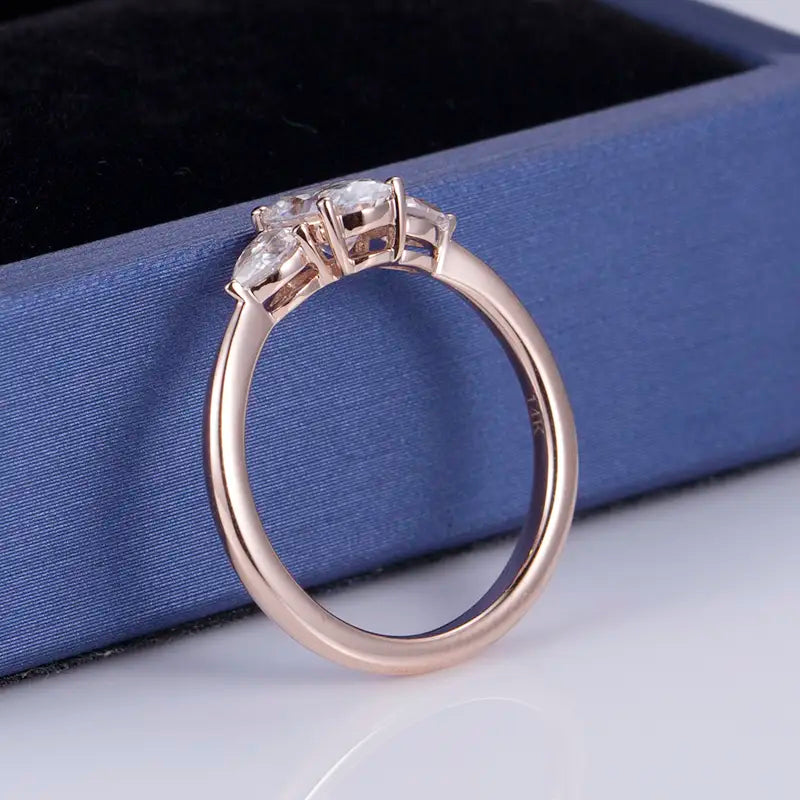 Eco-553 | 14K Rose Gold Moissanite Bypass Ring