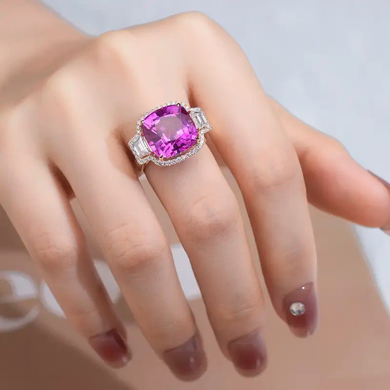 Eco-805 | Pink Lab Diamond Ring in 14K Gold By Ecogemma
