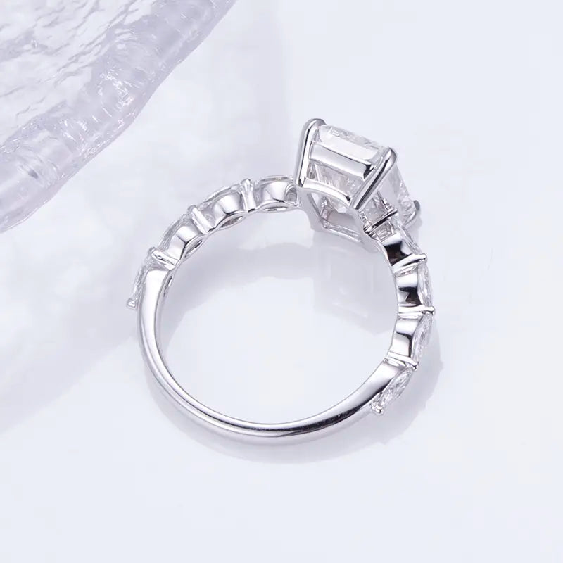 Eco-1304 | 18K White Gold 3.40CT Radiant-Cut Lab-Grown Diamond Ring